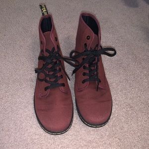 Dr. Martens Burgundy Canvas Boots (size 10)